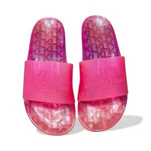 Karl Lagerfeld TYLEE Clear Rubber Open Toe Slide Sandals-Size 9-Excellent